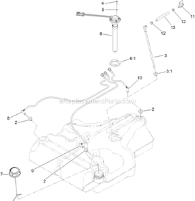 Fuel Tank Assembly Diagram and Parts List for LZS651KA484 (313000000-313999999)(2013) Exmark Lawn Mower