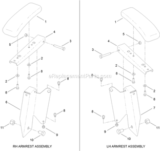 Armrest Kit Assembly Diagram and Parts List for QTE735KC501 (314000000-314999999)(2014) Exmark Lawn Mower