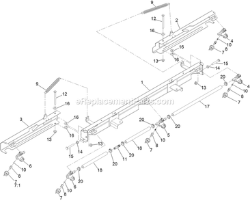 Spray Boom Assembly Diagram and Parts List for 34237 400000000-407088177 Exmark Sprayer