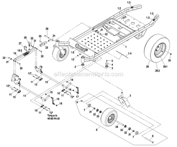 Frame Group (1) Diagram and Parts List for QSP20BV443 (850000-919999)(2010) Exmark Lawn Mower