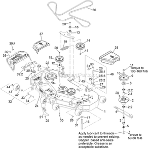Deck Assembly Diagram and Parts List for TTS541GKA52300 (315000000-315999999)(2015) Exmark Lawn Mower