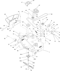 Deck Assembly Diagram and Parts List for QZE600CKA42200 (404314159-406294344)(2019) Exmark Lawn Mower