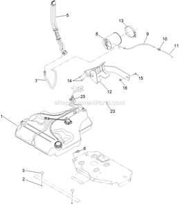 Fuel Tank Mounting Assembly Diagram and Parts List for LZX980KC606 (313000000-313999999)(2013) Exmark Lawn Mower