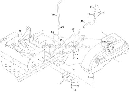 Fuel Tank Mounting Assembly Diagram and Parts List for PNS20KA443 (920000-999999)(2011) Exmark Lawn Mower