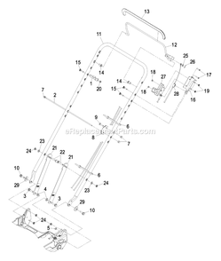 Handle Assembly For Push Units Diagram and Parts List for M216HSPC (510000-599999)(2005) Exmark Lawn Mower