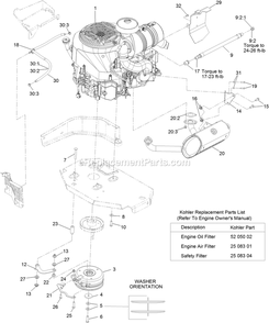 Engine Assembly Diagram and Parts List for LZX980EKC726T0 (315000000-315999999)(2015) Exmark Lawn Mower