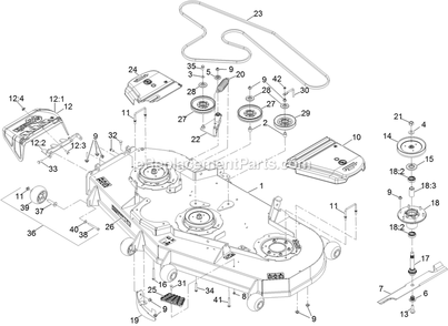 Deck Assembly Diagram and Parts List for LZS88CDYM724W0 (402082300-404314158)(2018) Exmark Lawn Mower
