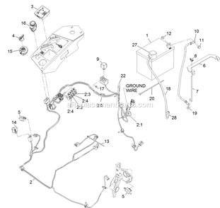 Electrical Assembly Diagram and Parts List for LZE742KC604 (314000000-314999999)(2014) Exmark Lawn Mower