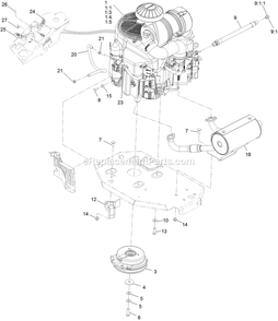 Engine Assembly Diagram and Parts List for LZX801CKA606C1 (408644346-411294211)(2021) Exmark Lawn Mower