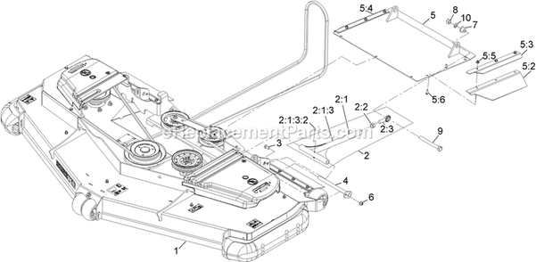 Complete Deck Assembly Diagram and Parts List for LZS902DKU72R00 (316000000-399999999)(2016) Exmark Lawn Mower