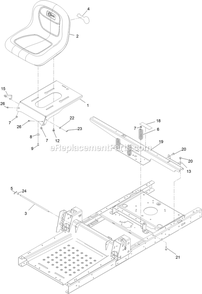 Seat Assembly Diagram and Parts List for QTE708GEM50200 (316000000-399999999)(2016) Exmark Lawn Mower
