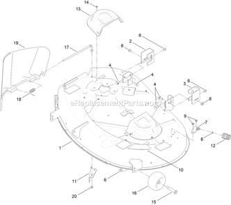 42 Inch Deck Assembly (1) Diagram and Parts List for QTE651KA421 (313000000-313999999)(2013) Exmark Lawn Mower