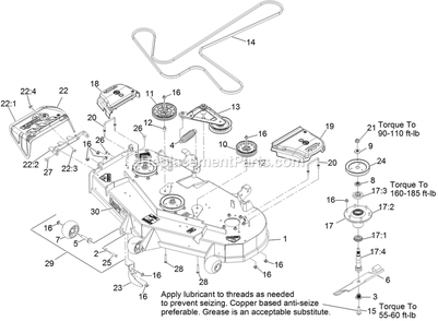 Deck Assembly Diagram and Parts List for LZX740EKC526 (313000000-313999999)(2013) Exmark Lawn Mower