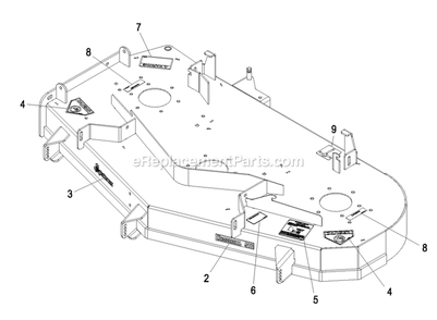 Deck With Decals (3) Diagram and Parts List for QSP20BV443 (850000-919999)(2010) Exmark Lawn Mower
