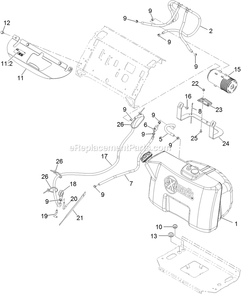 Fuel Tank Mounting Assembly Diagram and Parts List for VTS691KA524CA (314000000-314999999)(2014) Exmark Lawn Mower