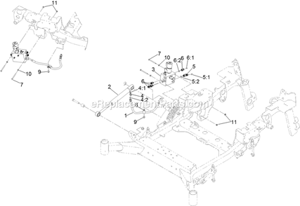 Wing Deck Hydraulic Lift Assembly Diagram and Parts List for LZS88CDYM96RW0 (402082300-404314158)(2018) Exmark Lawn Mower