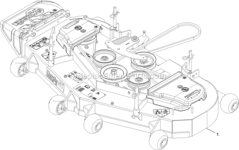 Complete Deck Assembly Diagram and Parts List for TTS541GKA52300 (315000000-315999999)(2015) Exmark Lawn Mower