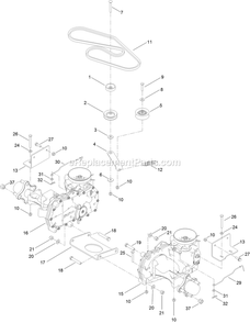 Traction Drive Assembly Diagram and Parts List for QZE702GEM42200 (404314159-406294344)(2019) Exmark Lawn Mower