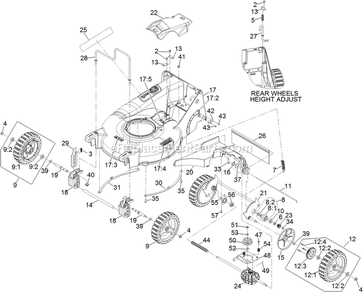 Deck And Wheel Assembly Diagram and Parts List for ECX180CKA210BC (316000000-399999999)(2016) Exmark Lawn Mower