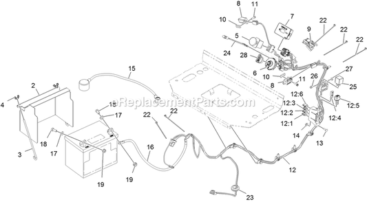 Electrical Assembly Diagram and Parts List for VTS740EKC604 (313000000-313999999)(2013) Exmark Lawn Mower