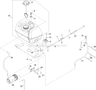 Fuel Tank Assembly Diagram and Parts List for TTS481KA363CA (312000000-312999999)(2012) Exmark Lawn Mower