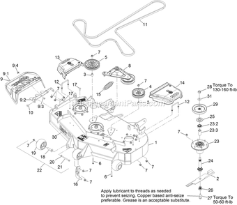 Deck Assembly Diagram and Parts List for LZS651KA484 (314000000-314999999)(2014) Exmark Lawn Mower