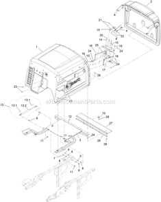 Hopper Assembly (1) Diagram and Parts List for NVS730AKC48000 (411294212-999999999)(2022) Exmark Lawn Mower