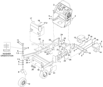 Main Frame Assembly Diagram and Parts List for VTS740EKC604 (313000000-313999999)(2013) Exmark Lawn Mower
