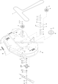 42 Inch Belt, Blade, And Spindle Assembly Diagram and Parts List for QTS708GEM42200 (315000000-315999999)(2015) Exmark Lawn Mower