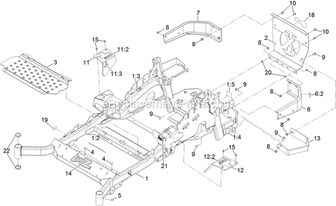 Main Frame Assembly Diagram and Parts List for LZE742GKC60403 (315000000-315999999)(2015) Exmark Lawn Mower