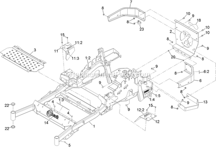 Main Frame Assembly Diagram and Parts List for LZX940EKC60RW0 (404314159-406294344)(2019) Exmark Lawn Mower