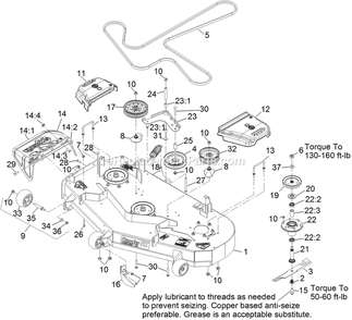 Deck Assembly Diagram and Parts List for PNS680KC523 (312000000-312999999)(2012) Exmark Lawn Mower