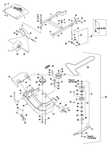 Mower Deck (1) Diagram and Parts List for TT4817KAC (370000-439999)(2003) Exmark Lawn Mower