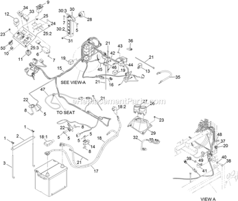 Electrical Assembly Diagram and Parts List for LZDS902K605 (313000000-313999999)(2013) Exmark Lawn Mower