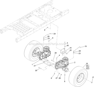 Hydro Transaxle Drive And Rear Wheel Assembly Diagram and Parts List for QTS452CEM34200 (315000000-315999999)(2015) Exmark Lawn Mower