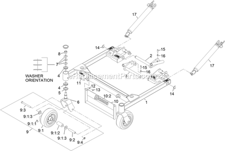 Deck Support Frame Assembly Diagram and Parts List for NV730EKC48 (313000000-313999999)(2013) Exmark Lawn Mower