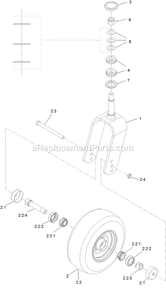 Front Lh And Rh Caster Fork And Tire Assembly Diagram and Parts List for LZS88CDYM96RW0 (402082300-404314158)(2018) Exmark Lawn Mower