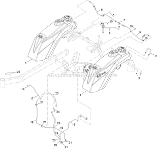 Fuel Assembly Diagram and Parts List for STS651GKA48400 (406294345-408644345)(2020) Exmark Lawn Mower