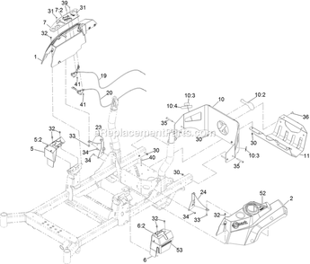 Control Panel Assembly Diagram and Parts List for RAE708GEM52300 (402082300-404314158)(2018) Exmark Lawn Mower