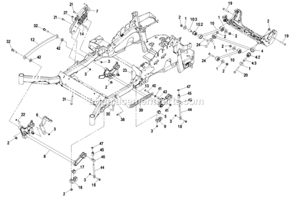 Deck Support Group (2) Diagram and Parts List for LZAS29KA724LP (850000-919999)(2010) Exmark Lawn Mower