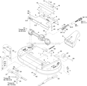 Deck Assembly Diagram and Parts List for NVS640CKC42000 (315000000-315999999)(2015) Exmark Lawn Mower
