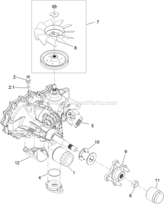 Rh Transaxle Assembly Diagram and Parts List for PNS740GKC604A4 (315000000-315999999)(2015) Exmark Lawn Mower