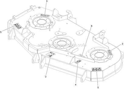 Deck With Decals Assembly Diagram and Parts List for LZS80TDYM604W0 (406294345-408644345)(2020) Exmark Lawn Mower