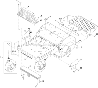 Main Frame Assembly (2) Diagram and Parts List for ARX541CKA30000 (402082300-404314158)(2018) Exmark Aerator