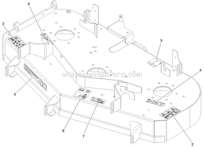 Deck With Decals Assembly Diagram and Parts List for RAX651GKA484A3 (404314159-406294344)(2019) Exmark Lawn Mower