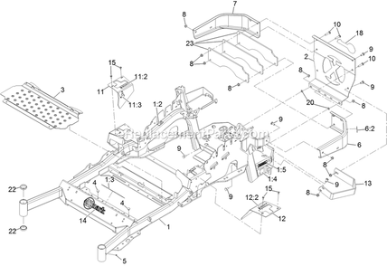 Main Frame Assembly Diagram and Parts List for LZE751GKA72RA1 (404314159-406294344)(2019) Exmark Lawn Mower