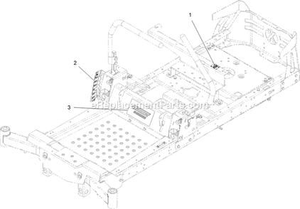 Main Frame Assembly With Decals Diagram and Parts List for QZS708GEM50200 (406294345-408644345)(2020) Exmark Lawn Mower
