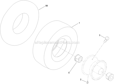 Caster Wheel Assembly (1) Diagram and Parts List for QT22KA421 (920000-999999)(2011) Exmark Lawn Mower
