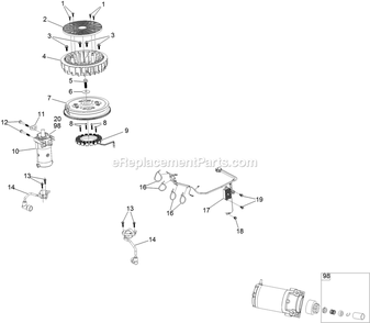 Ignition And Cooling Fan Diagram and Parts List for RAS708GEM523C3 (402082300-404314158)(2018) Exmark Lawn Mower