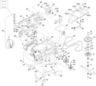 Rh Wing Deck Diagram and Parts List for LZS88CDYM96RW0 (408644346-411294211)(2021) Exmark Lawn Mower